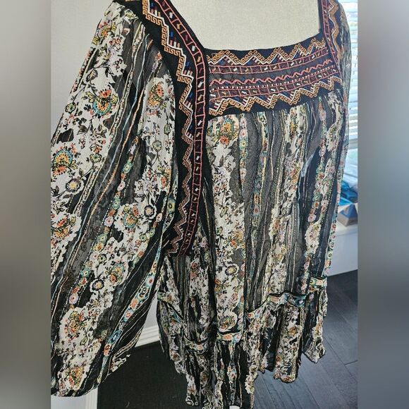 NWOT Free People Dance Magic Tunic Dress in black Size M chiffon embroidered - Picture 10 of 14